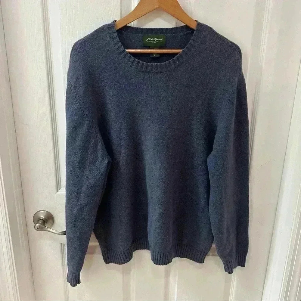 Eddie Bauer Authentic Outfitter Men’s Blue Wool Blend Pull Over Sweater L